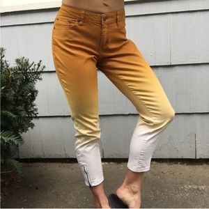 Prana gold cream ombré capris pants zippers